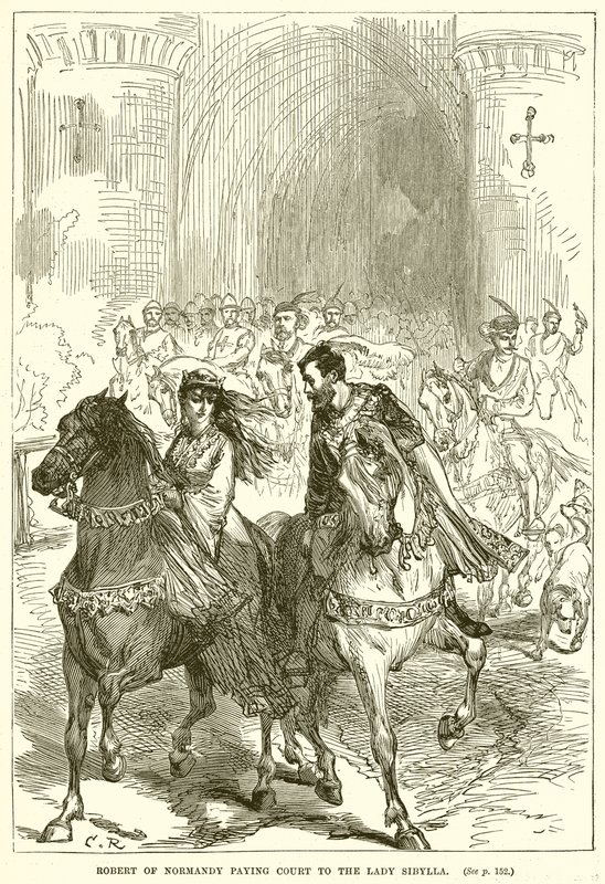 Robert von der Normandie wirbt um die Dame Sibylla von English School