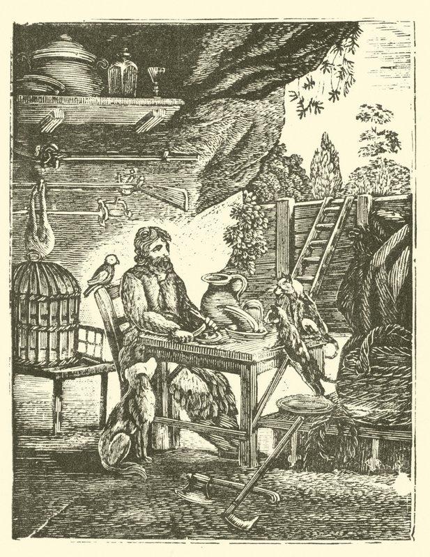 Robinson Crusoe (Holzschnitt) von English School