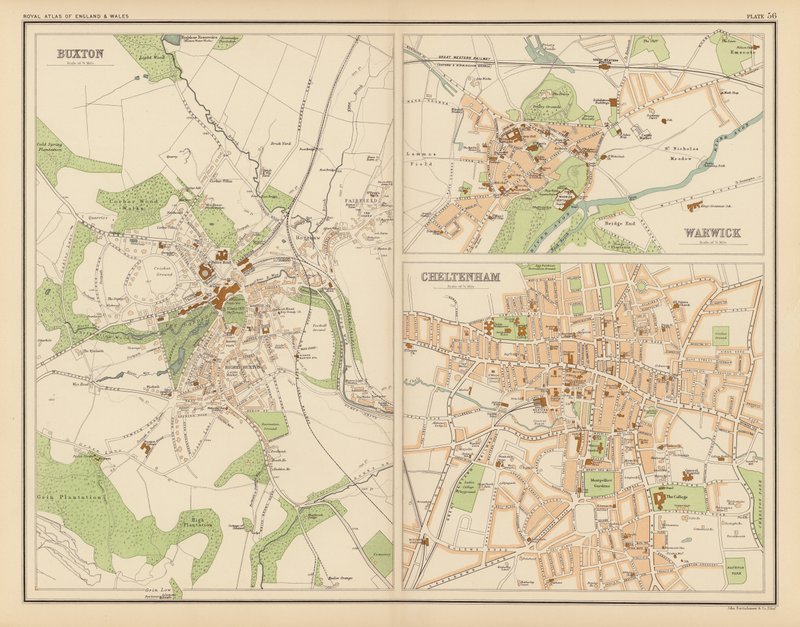 Royal Atlas, ca. 1900: Buxton; Warwick; Cheltenham von English School