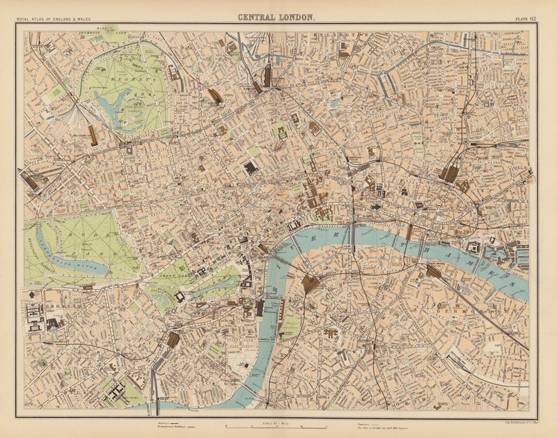 Royal Atlas, ca. 1900: Zentrales London von English School