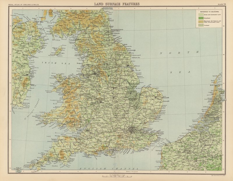 Royal Atlas, ca. 1900: Landoberflächenmerkmale von English School