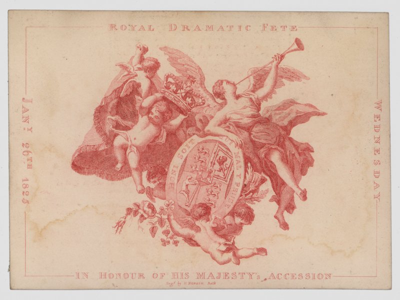 Königliches dramatisches Fest zu Ehren des Jahrestages der Thronbesteigung von König Georg IV., 26. Januar 1825 (farbige Gravur) von English School