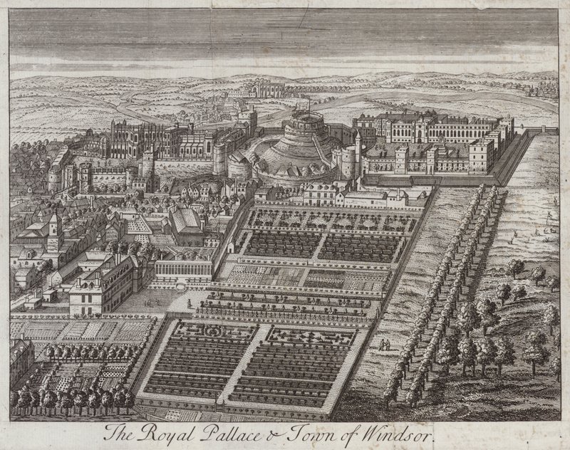 Königspalast und Stadt Windsor, Berkshire von English School