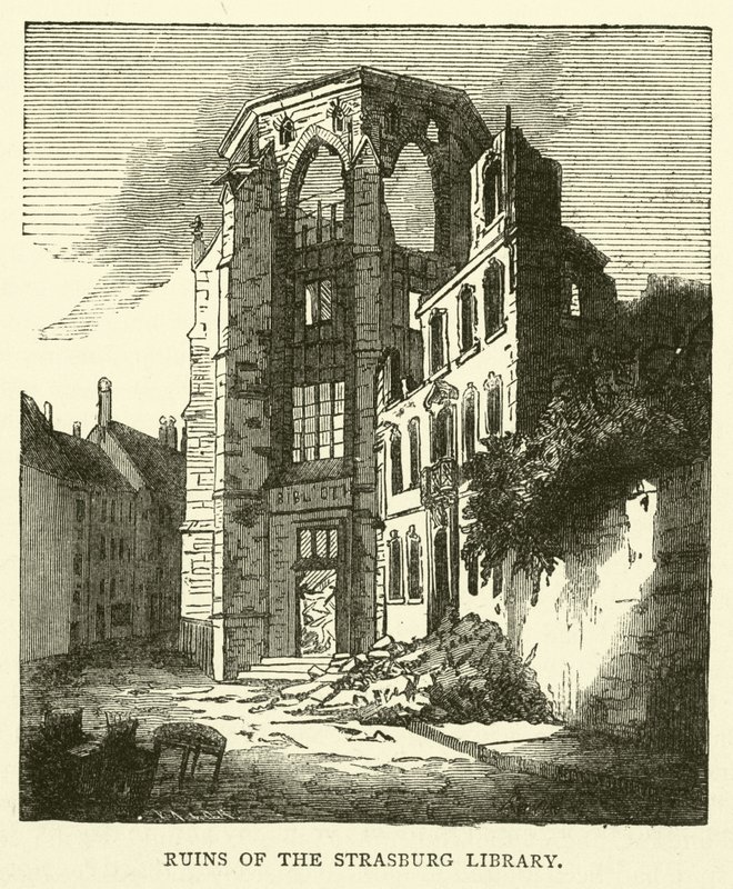 Ruinen der Straßburger Bibliothek, September 1870 von English School