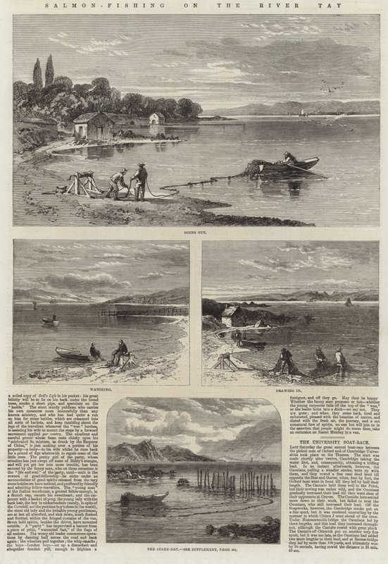 Lachsfang am Fluss Tay von English School