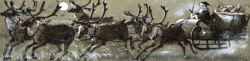 Weihnachtsmann in seinem Schlitten von English School