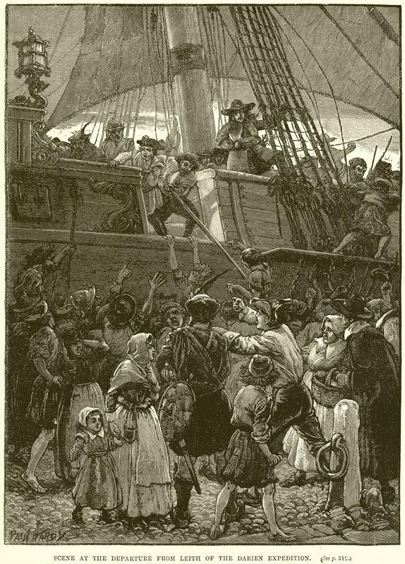 Szene bei der Abfahrt der Darien-Expedition von Leith von English School