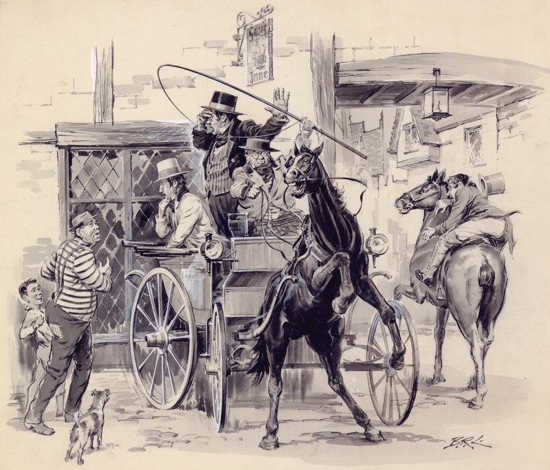 Szene aus den Pickwick Papers von English School