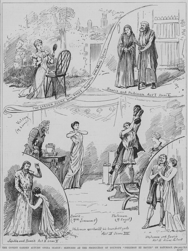 Szenen aus einer Aufführung von Charles Gounods Oper Philemon et Baucis im Royal Opera House, Covent Garden, London von English School