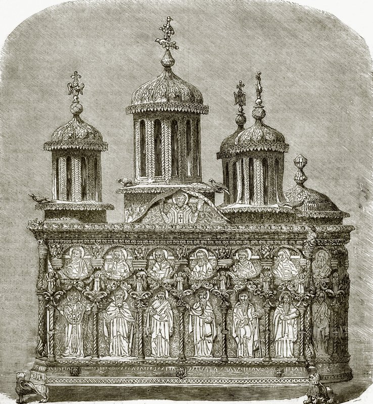 Bildhauerischer Schrank im Schatzhaus von Karyes von English School