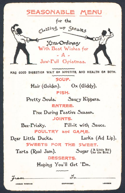 Saisonales Menü, Weihnachtskarte von English School