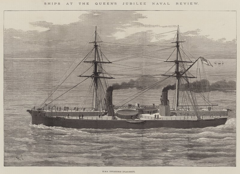 Schiffe bei der Marineparade zum Jubiläum der Königin (Gravur) von English School