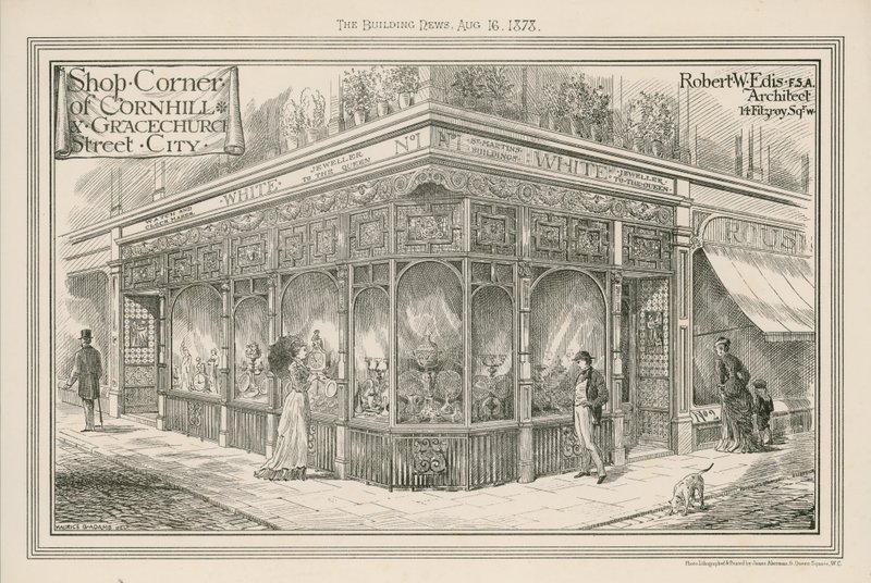 Geschäftsecke von Cornhill und Gracechurch Street, City, London von English School