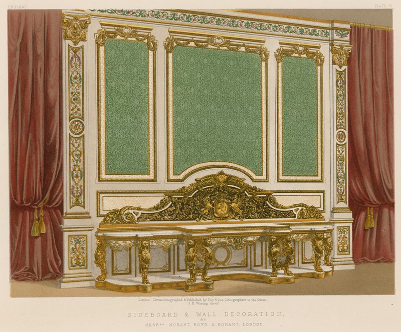 Sideboard und Wanddekoration von English School