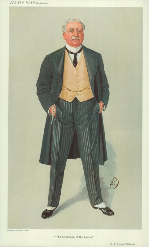 Sir A Osmond Williams, Der Champion der Damen, 1. Dezember 1909, Vanity Fair Karikatur von English School