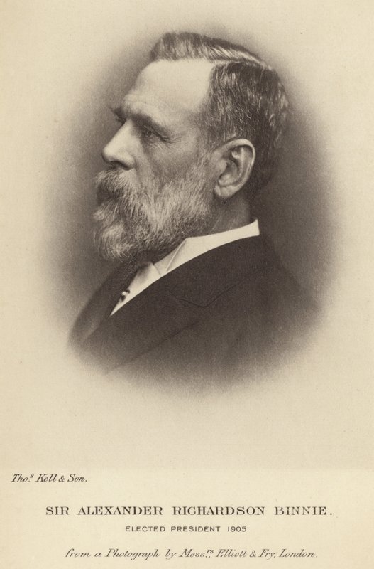 Sir Alexander Richardson Binnie, zum Präsidenten der Institution of Civil Engineers gewählt im Jahr 1905 von English School