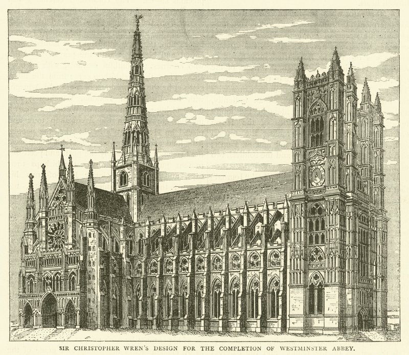 Sir Christopher Wrens Entwurf zur Vollendung der Westminster Abbey von English School