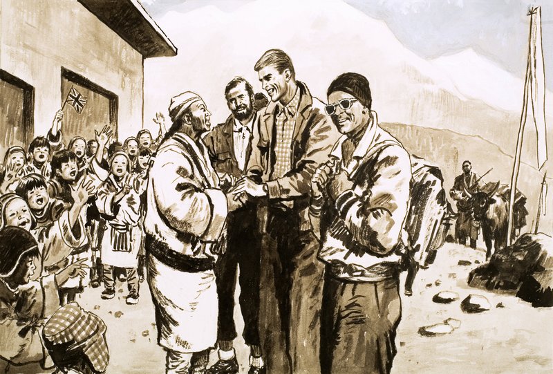 Sir Edmund Hillary besucht Nepal 1963 erneut von English School