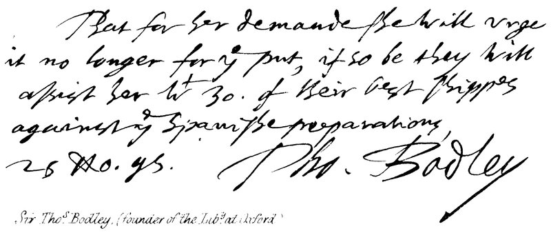 Sir Thomas Bodley, Gründer der Bibliothek in Oxford von English School