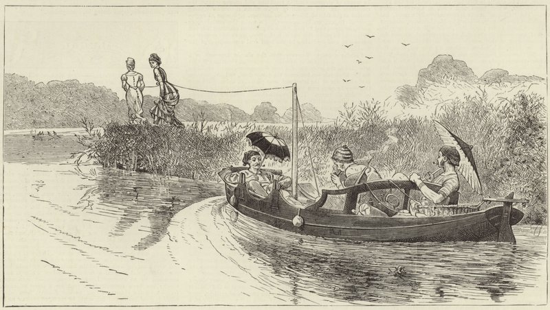 Skizzen von einem Dampfschiff bei der Henley Regatta von English School