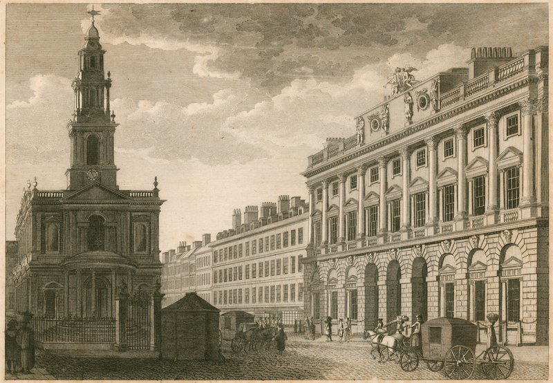 Somerset House und St. Mary-le-Strand, The Strand, London von English School