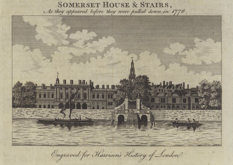 Somerset House und Treppen, London, wie sie vor dem Abriss 1776 aussahen von English School
