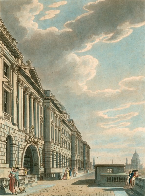 Somerset Terrace entlang der Themse, Somerset House, The Strand, London von English School