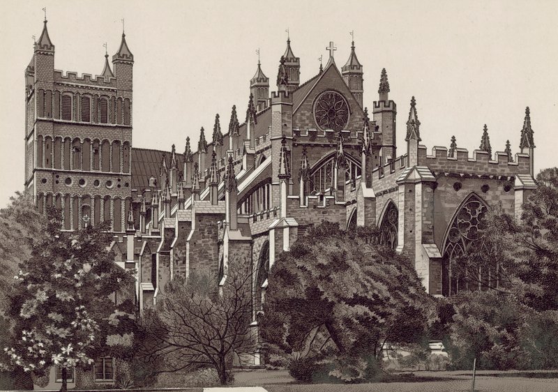 Südostansicht, Kathedrale von Exeter von English School