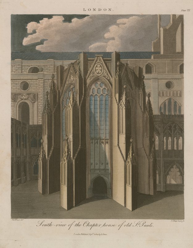 Südansicht des Kapitelsaals der alten St. Pauls Kathedrale von English School