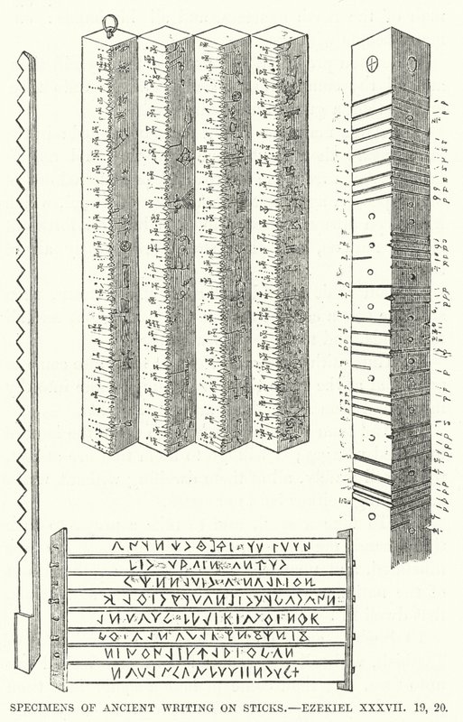 Proben antiker Schrift auf Stöcken, Ezechiel XXXVII von English School