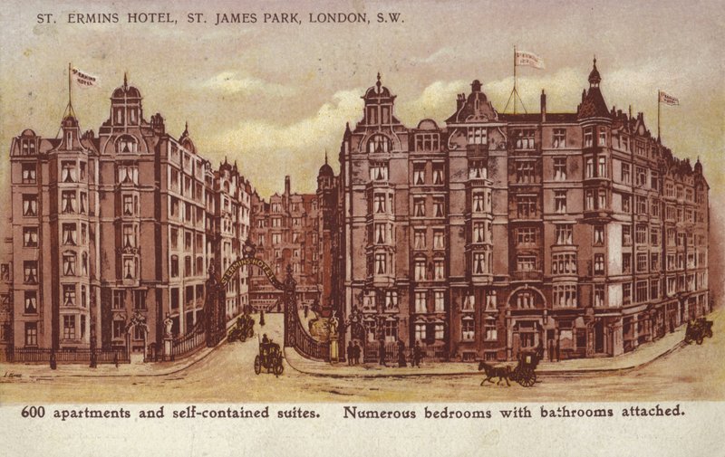 St Ermins Hotel, St James Park, London, Südwest von English School