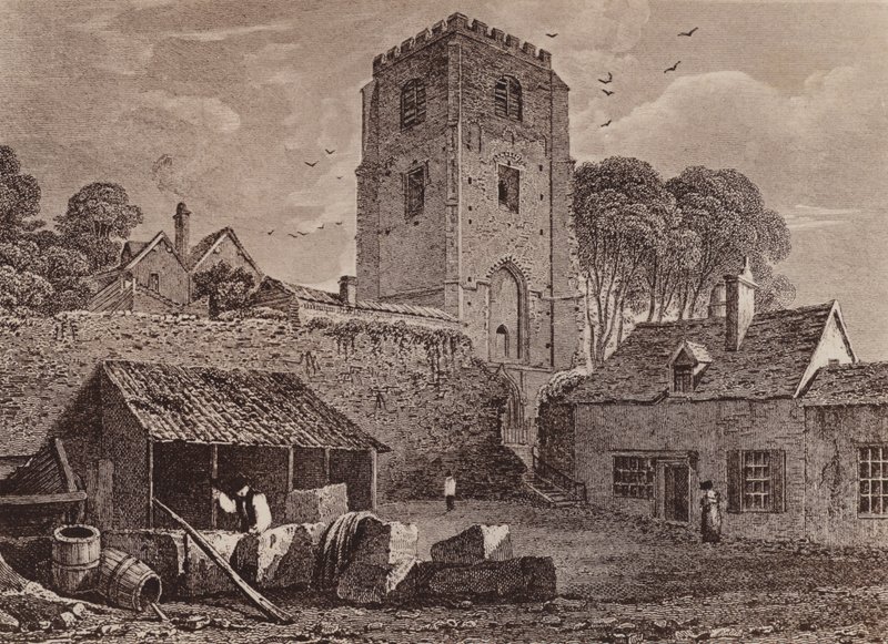 St. Marienkirche mit der alten Mauer 1824 von English School