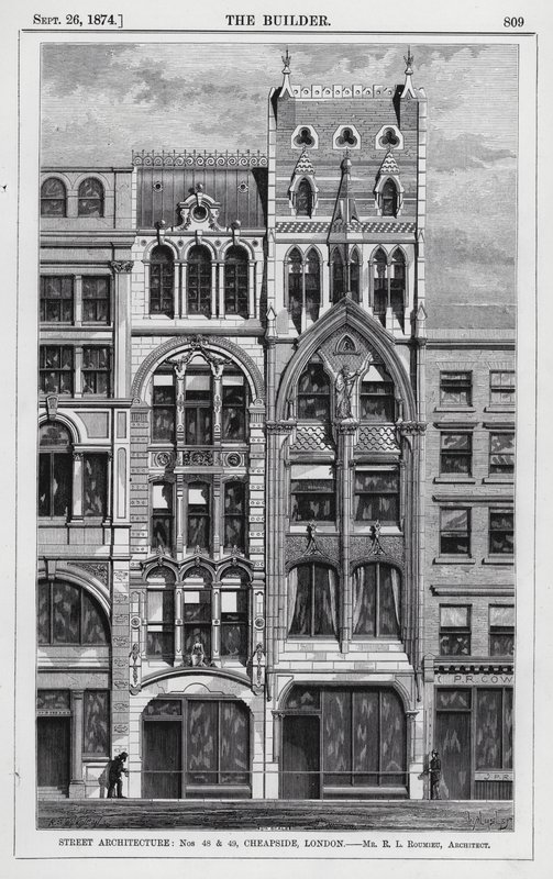 Straßenarchitektur, Nr. 48 und 49, Cheapside, London von English School