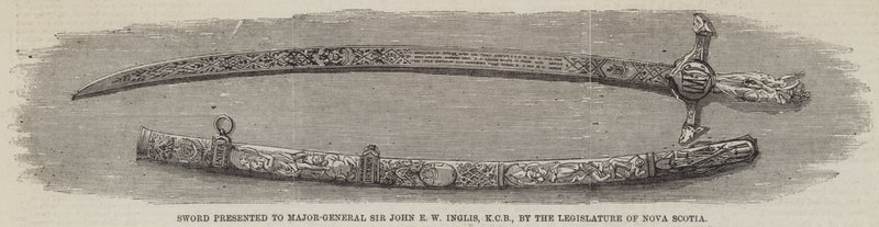 Schwert, präsentiert an Generalmajor Sir John E W Inglis, KCB, von der Legislative von Nova Scotia (Gravur) von English School