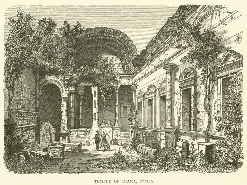 Tempel der Diana, Nimes (Gravur) von English School