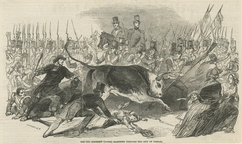Das 3. Regiment (Buffs) marschiert durch die Stadt London von English School