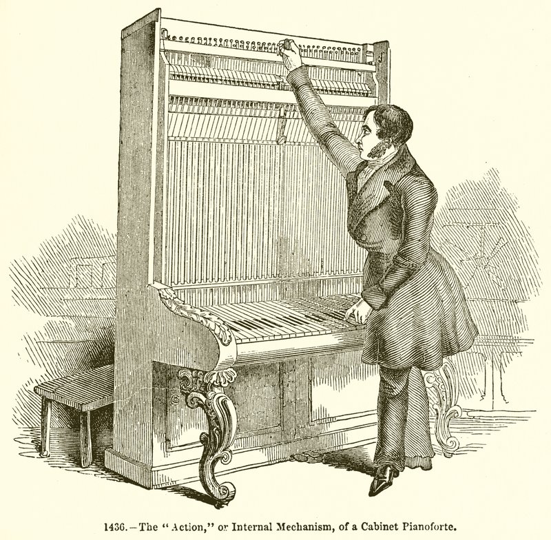 Die Aktion oder das Innere Mechanismus eines Kabinettklaviers von English School