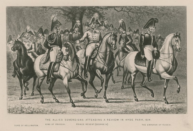 Die alliierten Souveräne bei einer Parade im Hyde Park, 1814 von English School