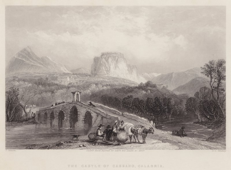 Das Schloss von Cassano, Kalabrien (Gravur) von English School