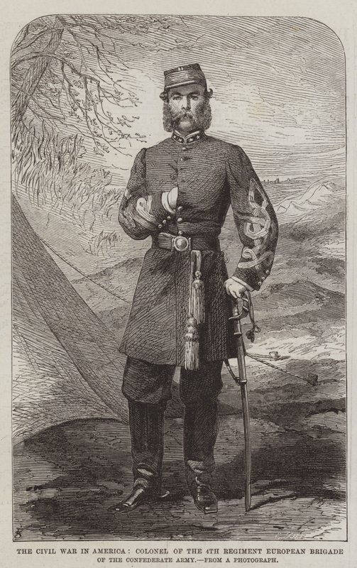 Der Bürgerkrieg in Amerika, Oberst des 4. Regiments der Europäischen Brigade der Konföderierten Armee (Stich) von English School