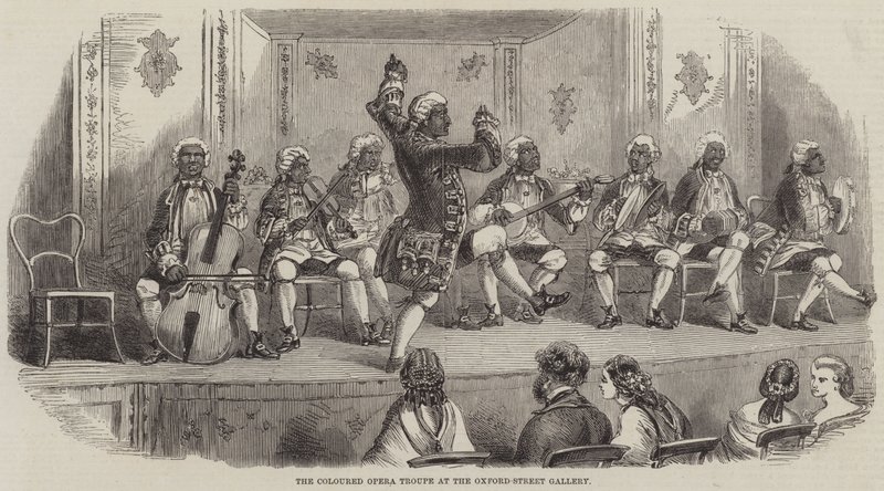 Die farbige Operntruppe in der Oxford-Street-Galerie (Gravur) von English School