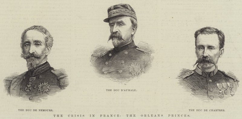 Die Krise in Frankreich, die Orléans-Prinzen (Gravur) von English School