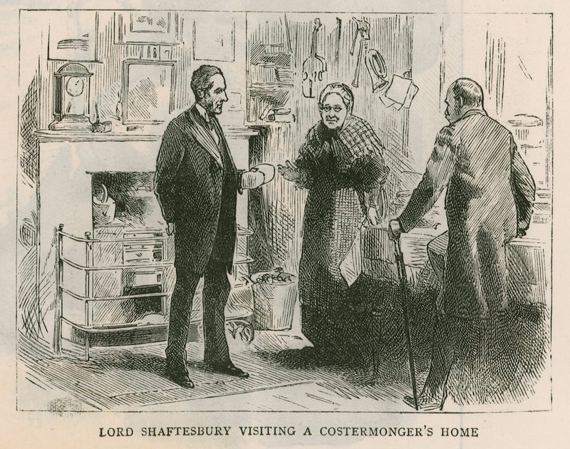 Der Earl of Shaftesbury; Lord Shaftesbury besucht das Haus eines Straßenhändlers von English School