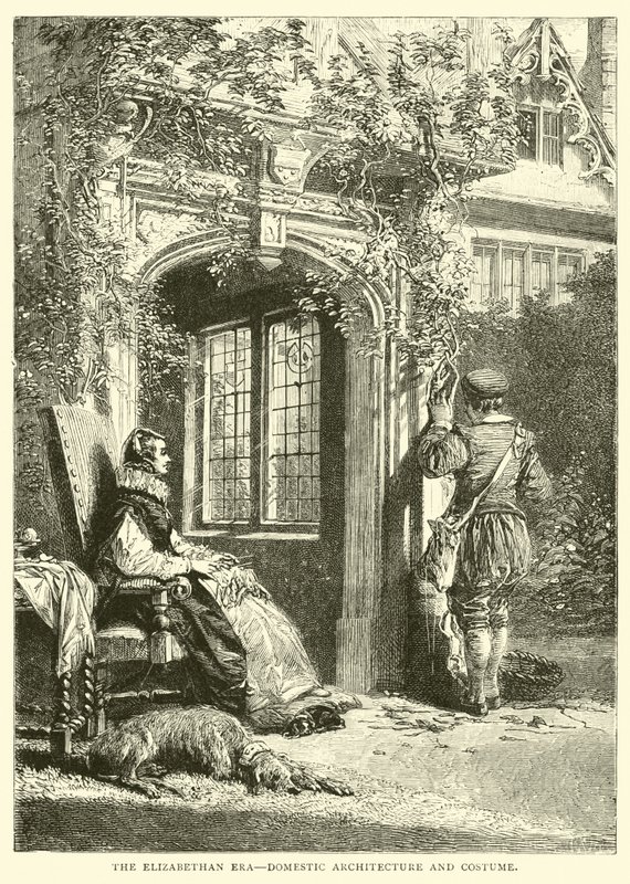 Die elisabethanische Ära, häusliche Architektur und Kostüme von English School