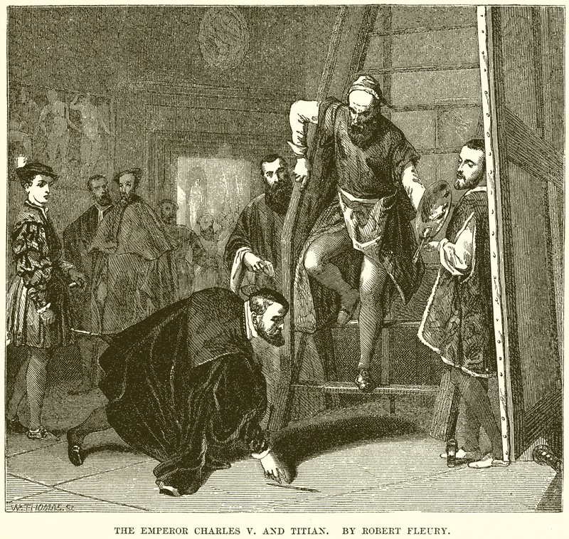 Der Kaiser Karl V und Tizian. Von Robert Fleury von English School