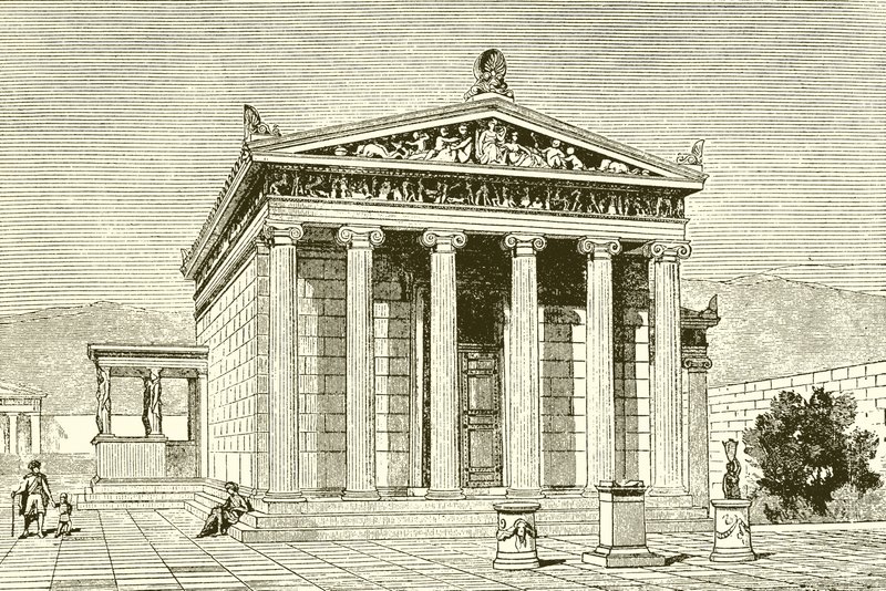 Das Erechtheion, ein berühmter Tempel in Athen für den Helden Erectheios von English School