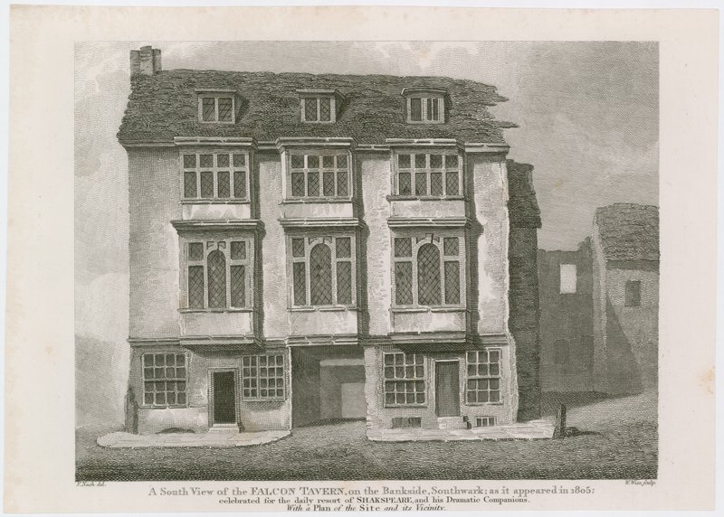 The Falcon Tavern am Bankside, Southwark. Wie es 1805 erschien von English School
