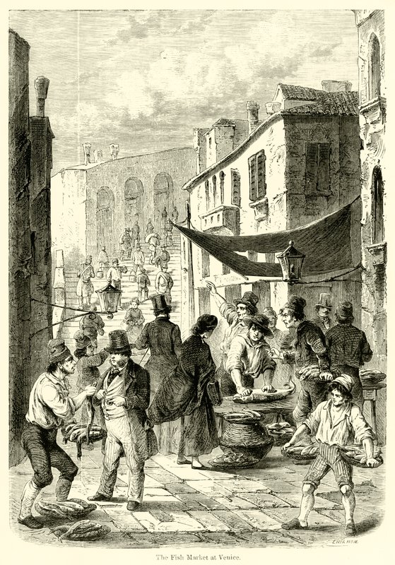 Der Fischmarkt in Venedig von English School