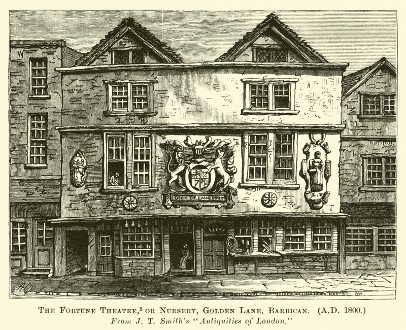 Das Fortune Theatre, oder Nursery, Golden Lane, Barbican, AD 1800 von English School