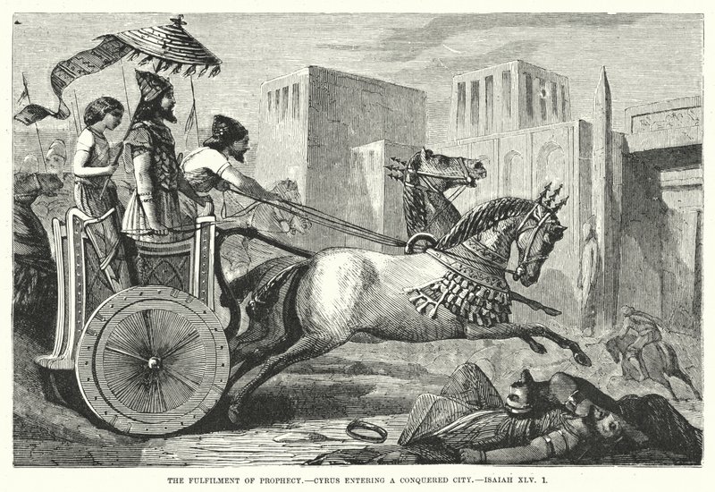 Die Erfüllung der Prophezeiung, Cyrus betritt eine eroberte Stadt, Jesaja XLV von English School